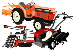 トラクター、コンバイン、田植機、籾摺機、グレーダー、選別計量機、穀物乾燥機などの農機具まで、なんでもご相談ください